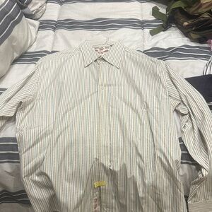 Robert Graham Beige Striped Button Down Shirt